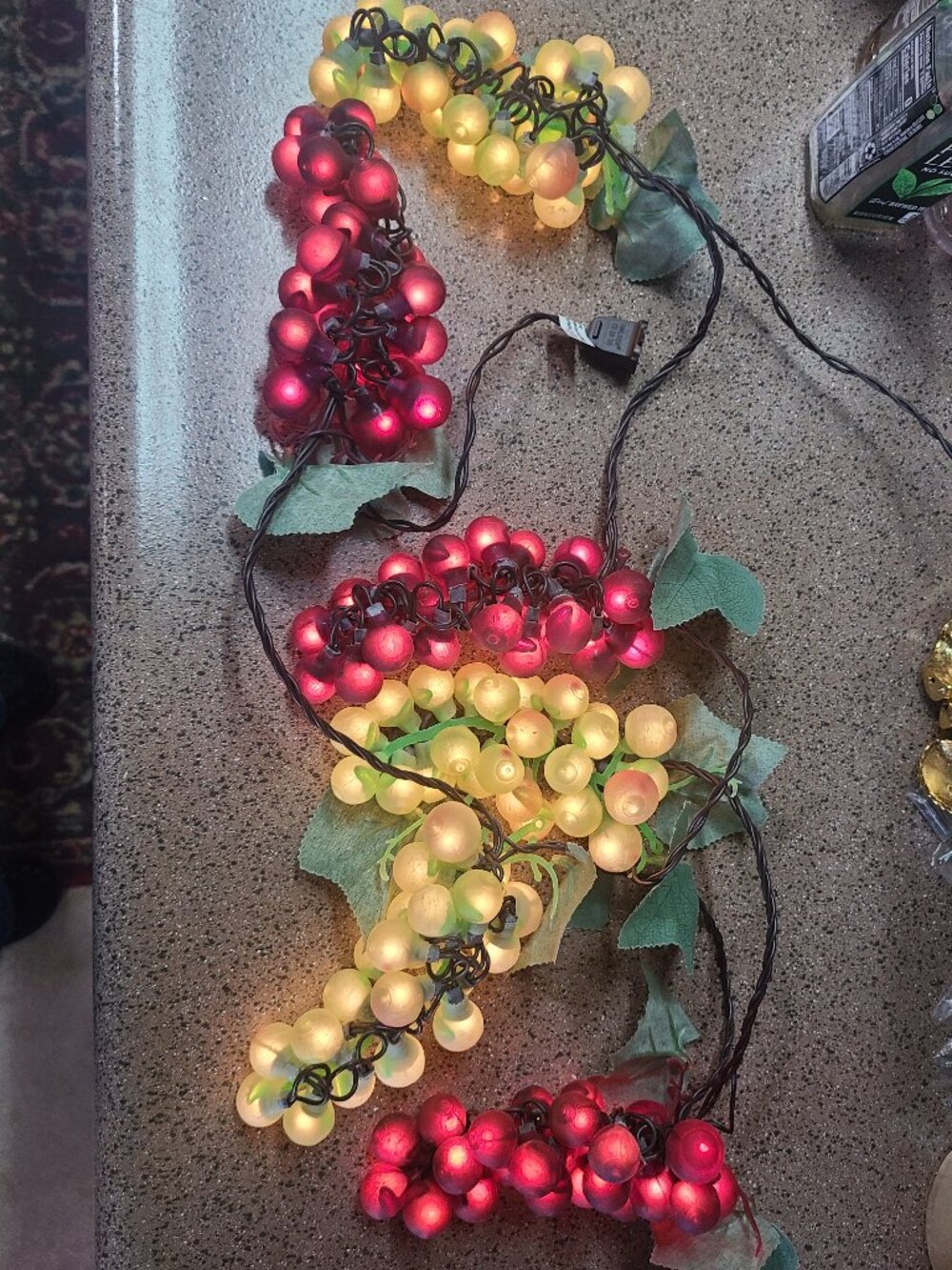 Vintage Grape Cluster String Lights Indoor Outdoor 7 Ft. 8 In. Red & Green